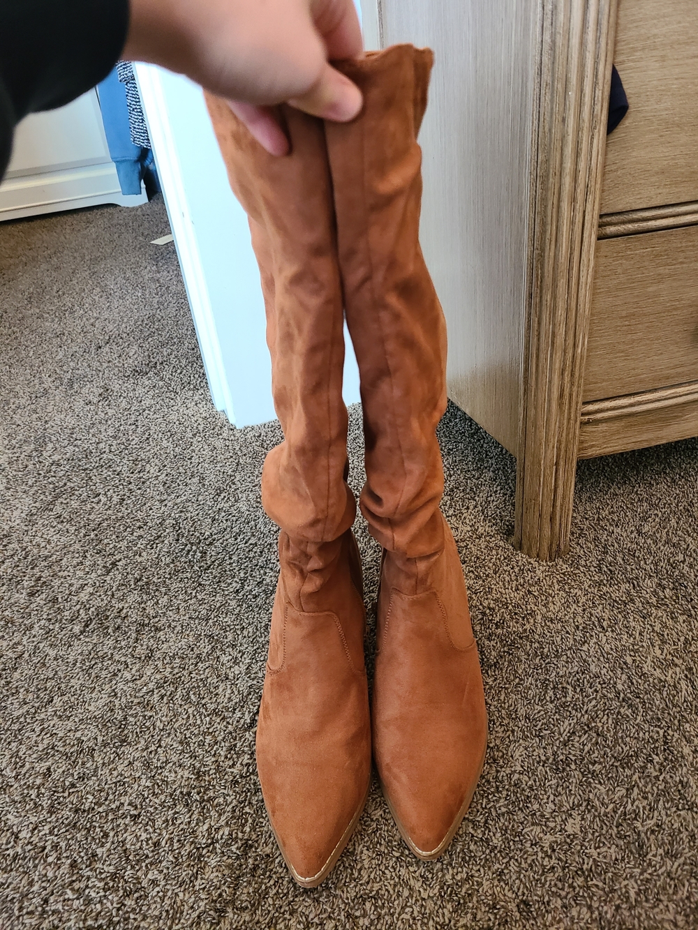 Women's Tall Suede Slouch Boot - Tan